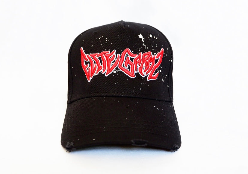 Paint Splatt Baseball Hat Red/Black - Elitegarmz