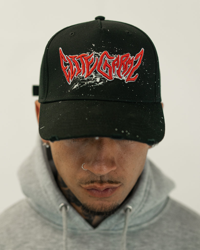 Paint Splatt Baseball Hat Red/Black - Elitegarmz
